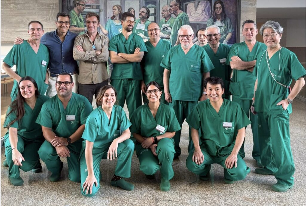 Team picture, pre-clinical tests in Spain. Prof. Miranda, Dr. Toru Okuzono